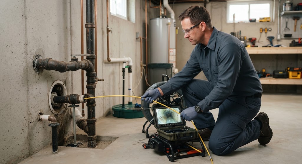 Sewer line leak detection Teaneck NJ using camera inspection equipment